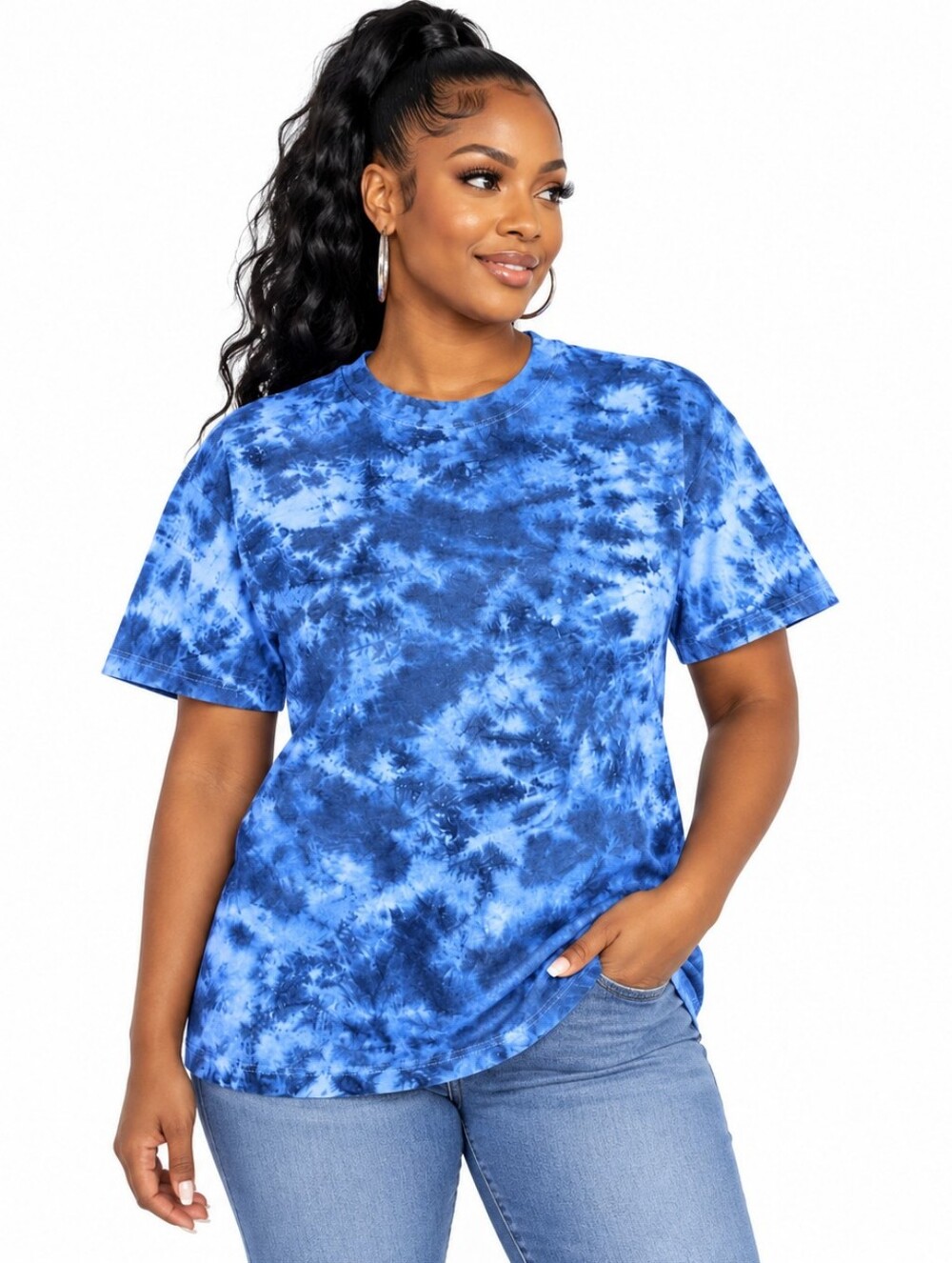 Classic Blue Tie-Dye Short Sleeve Tee -Shirt Blue